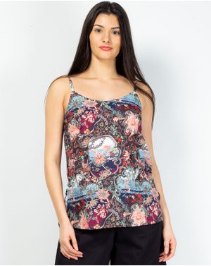 Top cu imprimeu si bretele reglabile