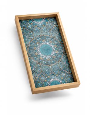 Tavă decorativă lemn și ceramică 25TAI60006