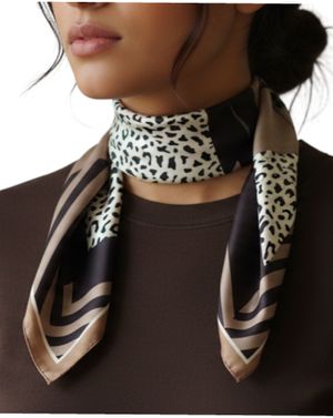 Eșarfă damă maro cu imprimeu animal print 25TAI22048