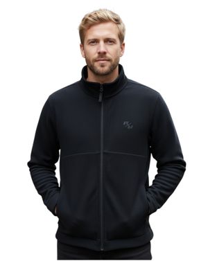 Jachetă bărbați neagră cu fermoar 26KOS04001