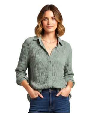 Bluză damă tip cămașă texturată 100% bumbac N251016005