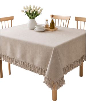 Față de masă decorativă bej cu franjuri M68A1201009