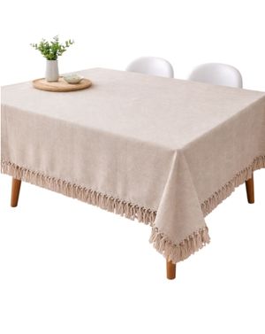 Față de masă decorativă bej cu franjuri M68A1201010