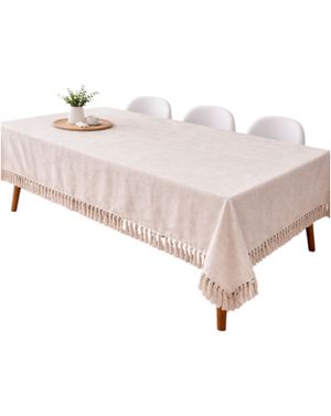 Față de masă bej cu franjuri decorative M68A1201012