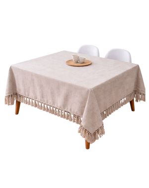 Față de masă decorativă bej cu franjuri M68A1201014