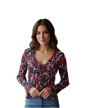 Bluză Multicoloră cu Imprimeu Floral și Șnur 24POS47E64