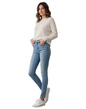 Blugi Skinny Bleu-Denim cu Talie Înaltă 24POS47G51