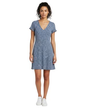 Rochie de Damă Albastră cu Imprimeu Floral Alb 25YEL34011