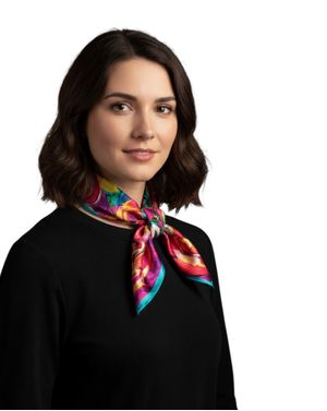 Eșarfă pătrată cu imprimeu floral abstract și culori vii 25TAI22059