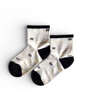 Șosete fete Alb cu negru și imprimeu fundițe M10A0202020