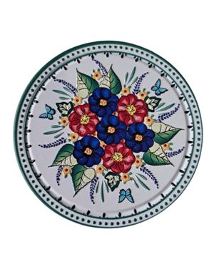 Suport termic rotund din ceramică model floral cu fluturi 25TAI33023