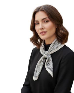 Eșarfă albă cu imprimeu grafic 25TAI22072