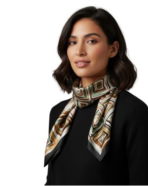 Eșarfă multicoloră în colțuri cu imprimeu geometric modern 25TAI22075