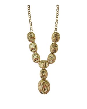 Colier statement auriu cu elemente organice texturate M19A1301012