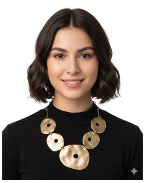 Colier statement auriu cu elemente circulare organice M19A1301013