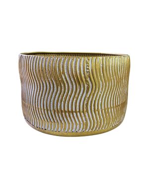 Ghiveci decorativ din metal auriu diametru 27cm M71A1201009
