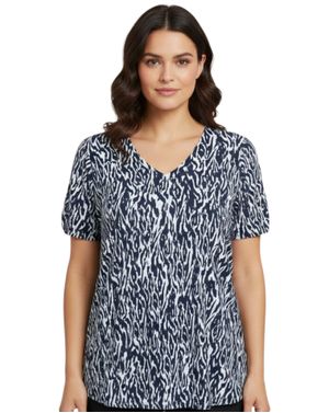 Bluză de damă alb-negru cu imprimeu animal print 24POS47M13