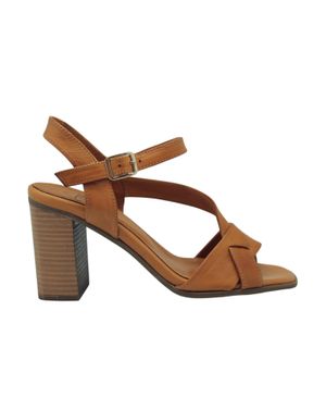 Sandale Teracotă cu Barete Suprapuse și Toc Masiv 26TOP02010