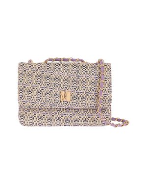 Geantă lila cu efect împletit multicolor 26MOD01039