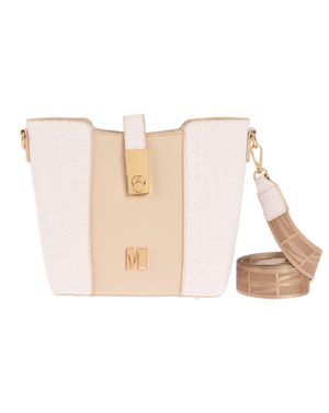 Geantă alb tip bucket cu baretă groasă 26MOD01045