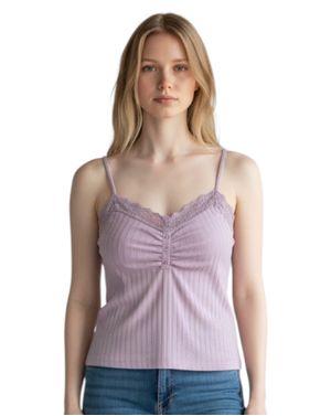 Top damă cu bretele și dantelă – Roz TOP - DAMA