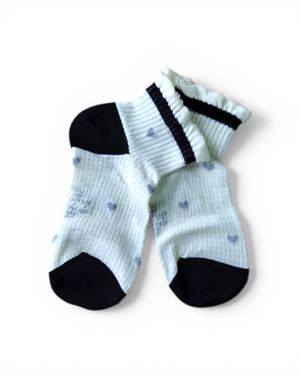Șosete copii cu model inimioare – Alb/Negru M10A0201001