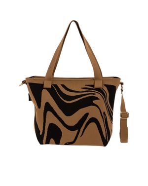 Geantă tote damă cu imprimeu abstract si fermoar metalic 26MOD01214