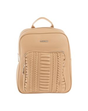 Rucsac bej din piele artificială cu buzunar frontal texturat 26MOD01264
