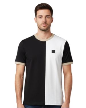 Tricou bărbați – model color block alb și negru 26KOS51001