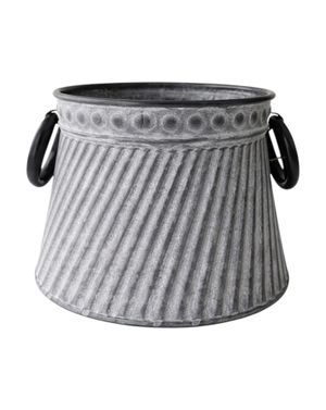 Ghiveci decorativ – vas gri striat cu toarte inelare 25TAI41015