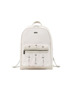 Rucsac DOCA crem cu buzunar frontal și detalii metalice 26COS04032