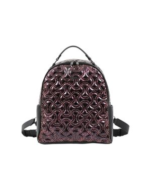 Rucsac DOCA negru cu model decorativ și efect lucios 26COS04086