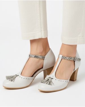 Pantofi dama bej cu toc gros si bareta 26JDM01006