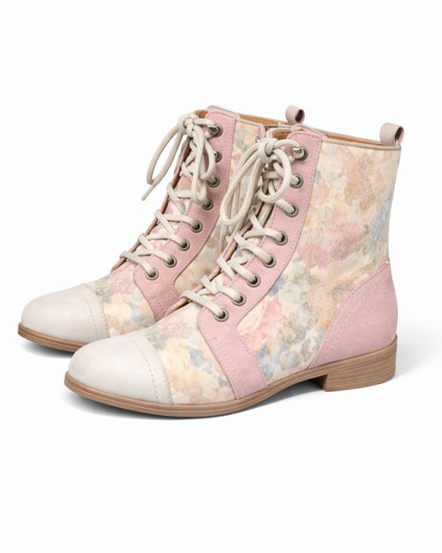 Ghete dama roz cu siret si imprimeu floral 26JDM03002
