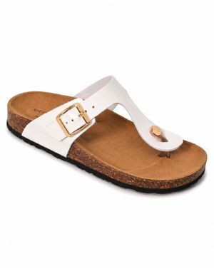 Natur AB Sandale dama albe din piele naturala cu bareta si catarama 26HAT24039