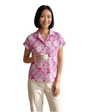 Bluză damă bumbac 100% cu imprimeu floral roz 26RTR01011