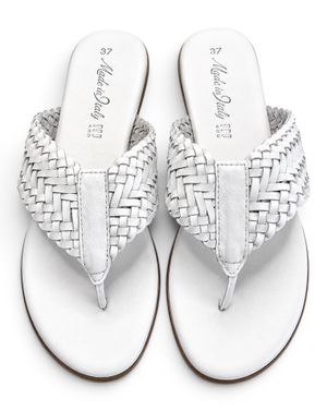 Sandale dama albe din piele naturala cu barete impletite 26API01001