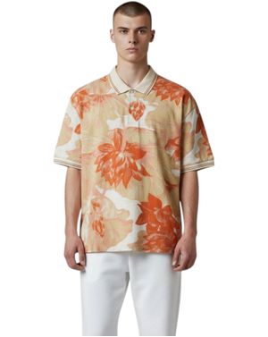 Tricou polo bărbătesc portocaliu cu imprimeu floral 26OFF04001