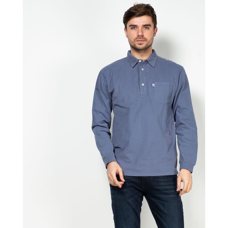 Bluza-din-bumbac-cu-guler-prevazut-cu-nasturi-si-buzunar-aplicat-N915029002