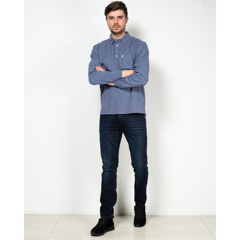 Bluza-din-bumbac-cu-guler-prevazut-cu-nasturi-si-buzunar-aplicat-N915029002