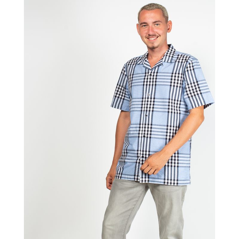 Camasa-din-bumbac-in-carouri-cu-maneca-scurta