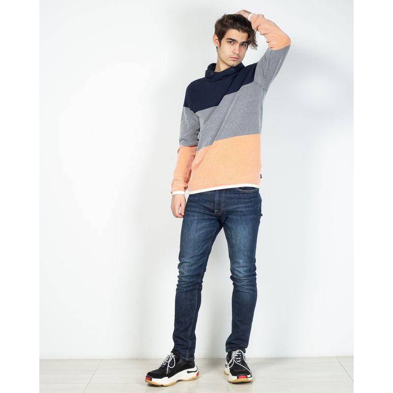 Pulovr-casual-din-bumbac-cu-guler