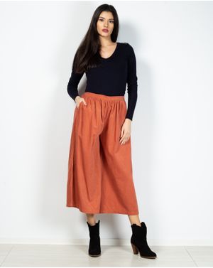 Pantaloni culotte din reiat cu elastic in talie N903005005
