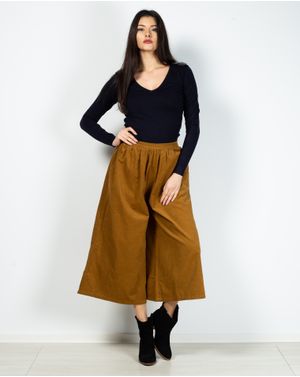 Pantaloni culotte din reiat cu buzunare laterale N903005008
