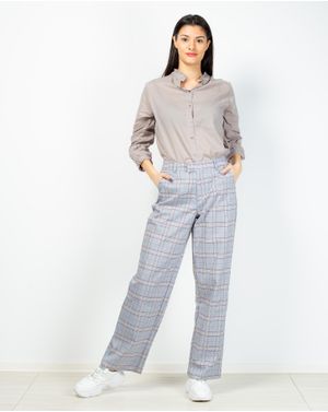 Pantaloni in carouri cu fermoar si buzunare  2101901028